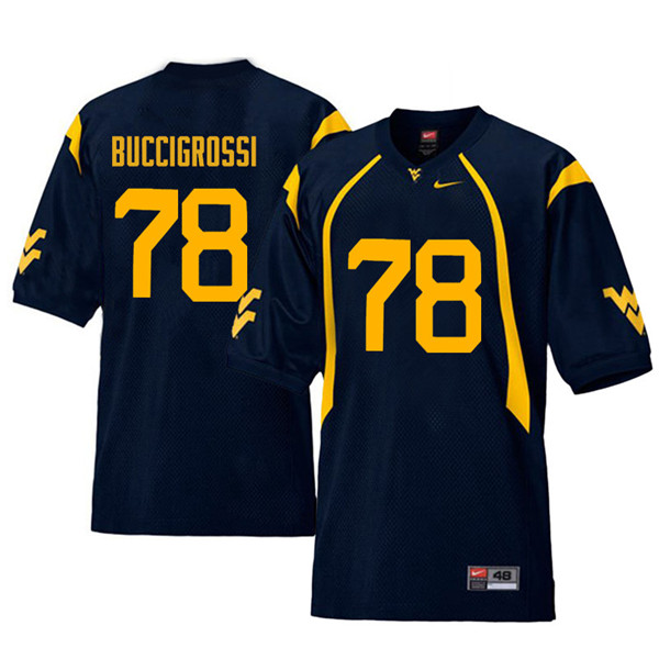 NCAA Men's Jacob Buccigrossi West Virginia Mountaineers Navy #78 Nike Stitched Football College Retro Authentic Jersey SZ23X75BO